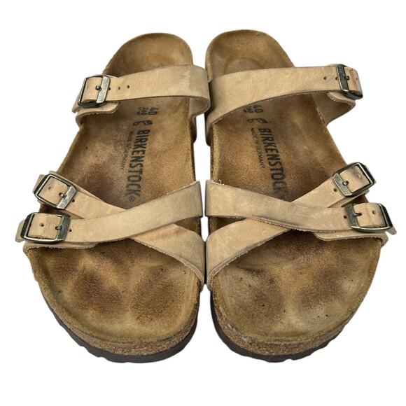 Birkenstock Unisex Franca Tan Leather Slip On Sandal Size 40 M 7 W 9 - Picture 7 of 10